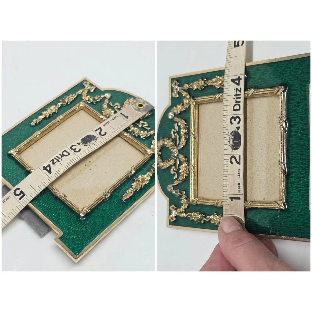 Terragrafics French Empire Green Enamel Bows Swags Picture Frame Vintage 80s